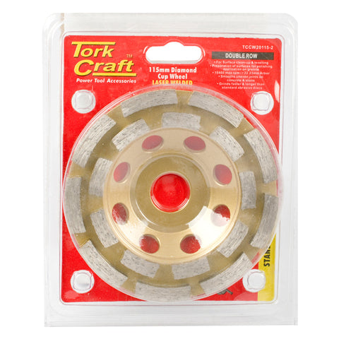 Tork Craft Dia. Cup Wheel 115 X 22.23Mm Dbl Row Laser Welded freeshipping - Africa Tool Distributors