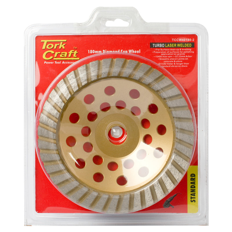 Tork Craft Dia. Cup Wheel 180 X 22.23Mm Turbo Laser Welded freeshipping - Africa Tool Distributors