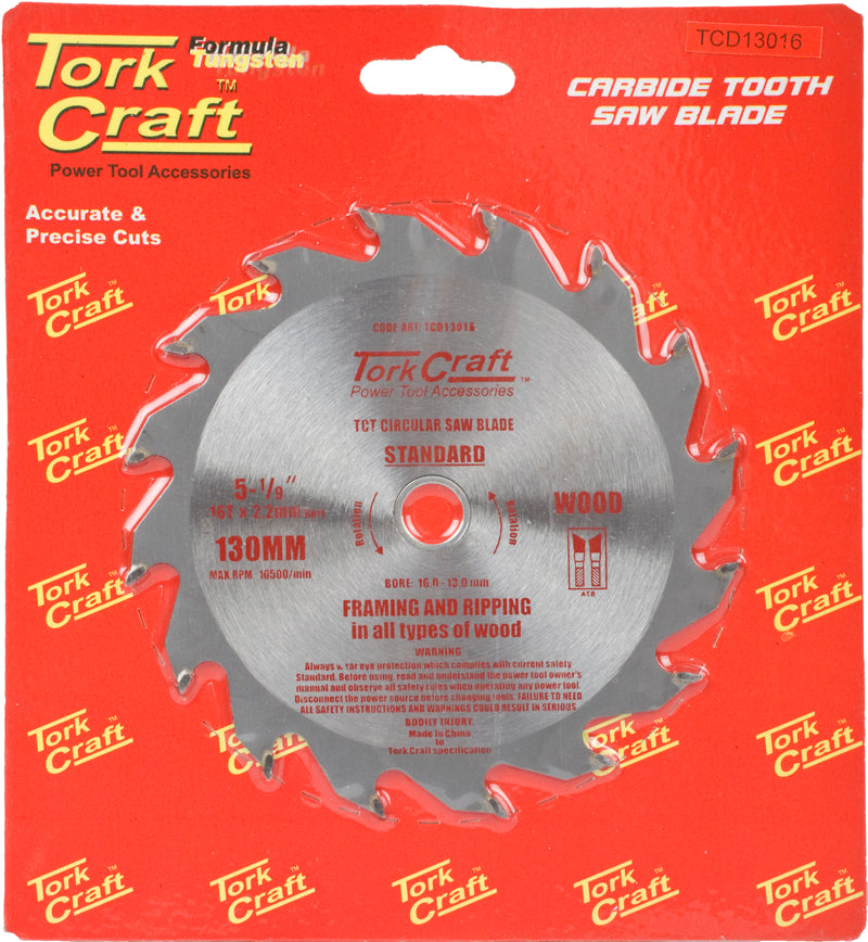 Tork Craft BLADE TCT 130 X 16T 16/13 GENERAL PURPOSE RIP WOOD