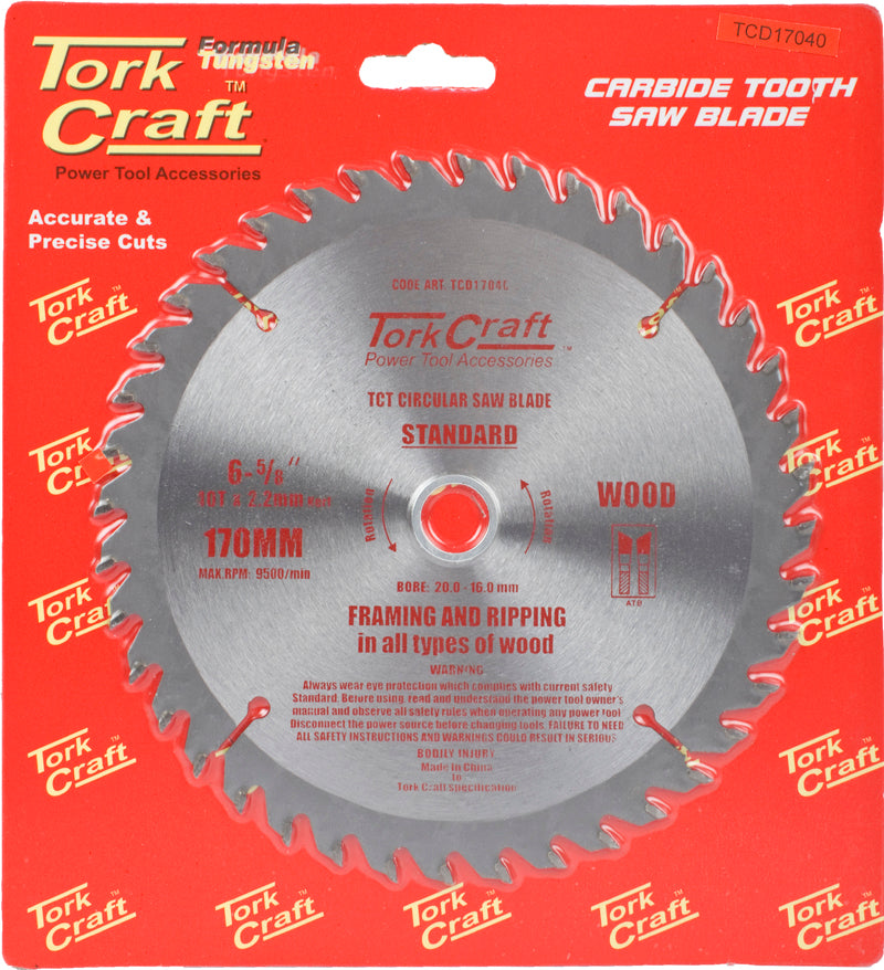 Tork Craft BLADE TCT 170 X 40T 20-16MM GENERAL PURPOSE COMBINATION