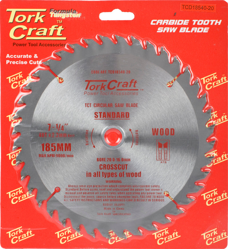 Tork Craft BLADE TCT 185 X 40T 20/16 GENERAL PURPOSE COMBINATION