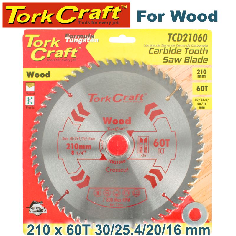 Tork Craft BLADE TCT 210 X 60T 30/1/20/16 GENERAL PURPOSE CROSS CUT