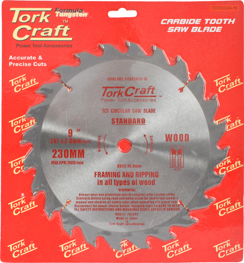 Tork Craft BLADE TCT 230 X 24T 16MM GENERAL PURPOSE RIP