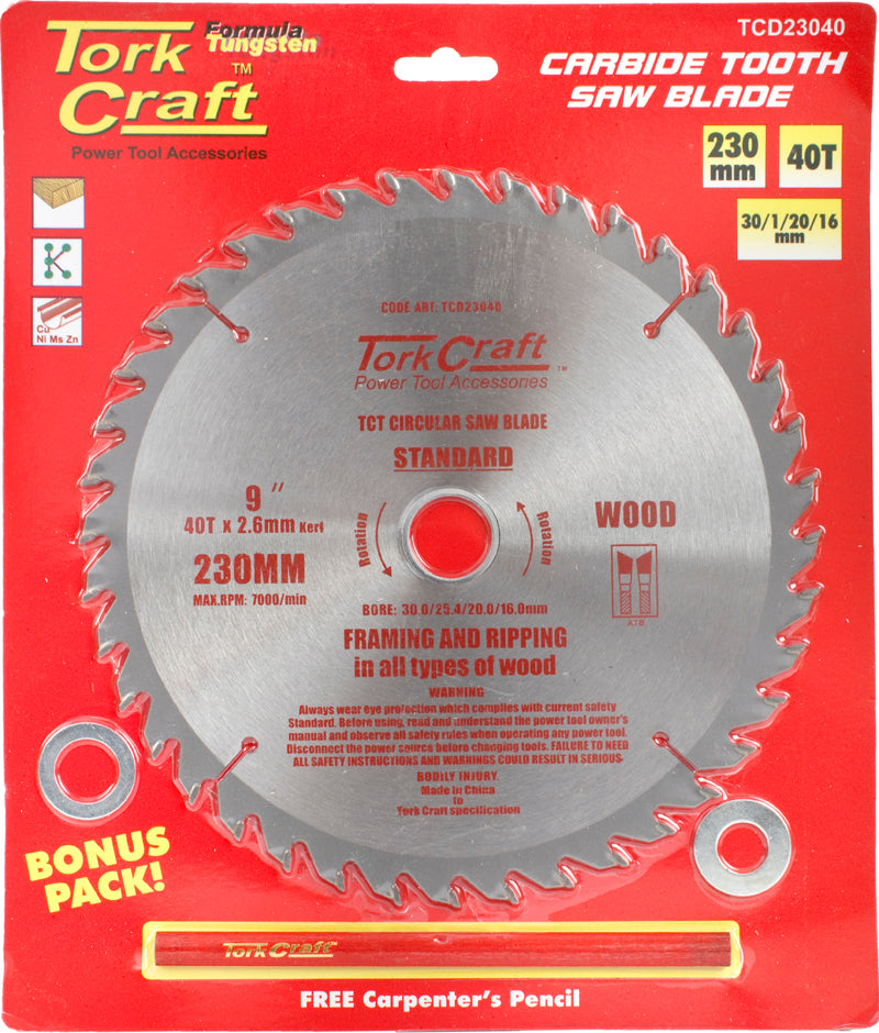 Tork Craft BLADE TCT 230 X 40T30/1/20/16 GENERAL PURPOSE COMBINATION
