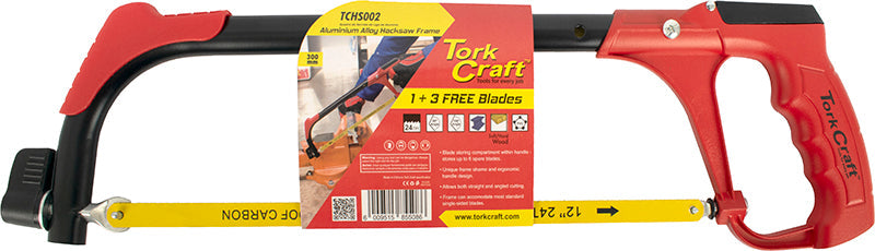 Tork Craft ALUMINUM ALLOY HACKSAW FRAME 300M C/W 1 + 3 FREE BLADES TORK CRAFT