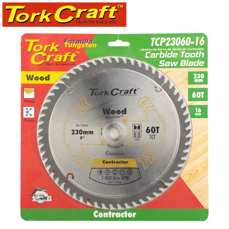 Tork Craft BLADE CONTRACTOR 230 X 60T 16MM CIRCULAR SAW TCT