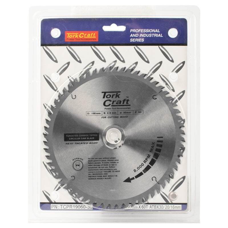 Tork Craft BLADE TCT 190 X 60T 30/20/16 ATB POSITIVE PROFESIONAL INDUSTRIAL