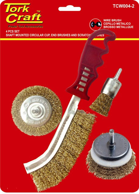 Wire Brush Set 4Pce With Hand Brush freeshipping - Africa Tool Distributors