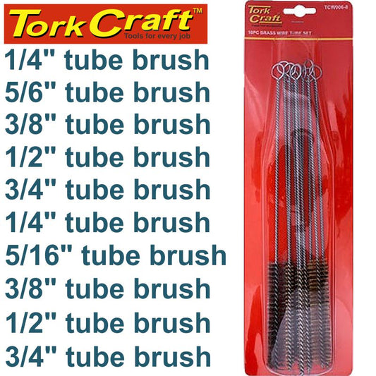 Tork Craft Tube Pipe Brush Set Brass 10Pc freeshipping - Africa Tool Distributors
