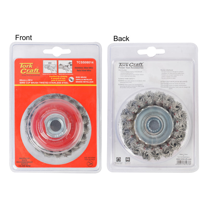 Wire Cup Brush Twisted 80Mm X M14 Blister freeshipping - Africa Tool Distributors
