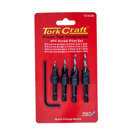 Tork Craft Screw Pilot/Countersink Set 4Pce freeshipping - Africa Tool Distributors