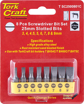 Tork Craft S/Driver Bit Set 8Pce Slotted 3Mm-9Mm freeshipping - Africa Tool Distributors