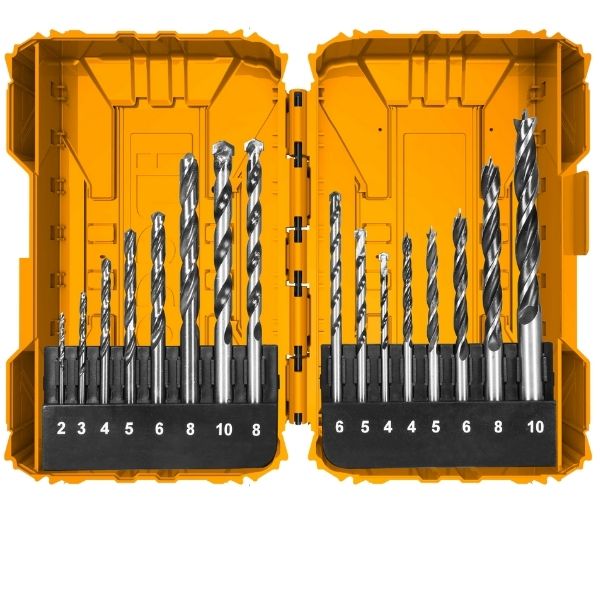 Ingco - Metal Concrete and Wood Drill Bit Set - (16 Pieces)