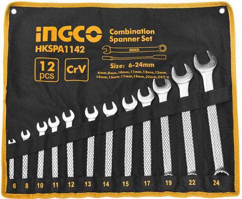 INGCO - Combination Spanner Set - 12 Pieces (6 - 24mm)