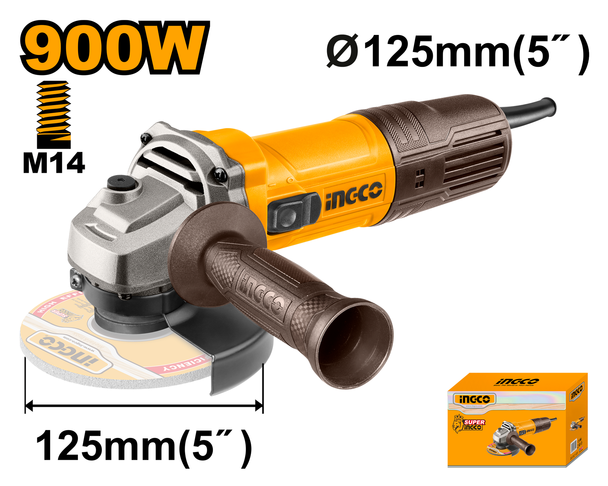 Ingco Angle Grinder 900W 125Mm AG90028
