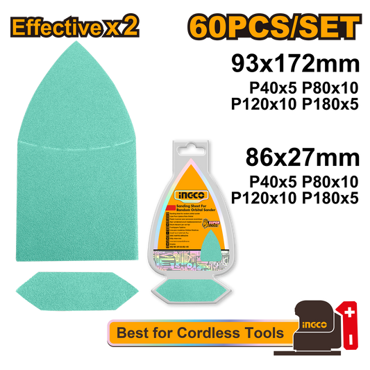Ingco Sand Sheet 60Pc P40/80/120/180 172Mm For CPSL2014 AKTS938660