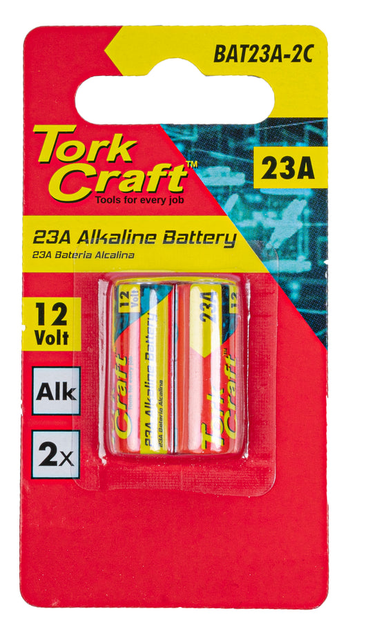 Tork Craft Battery 23A 12V Alkaline 2 Pack Carded