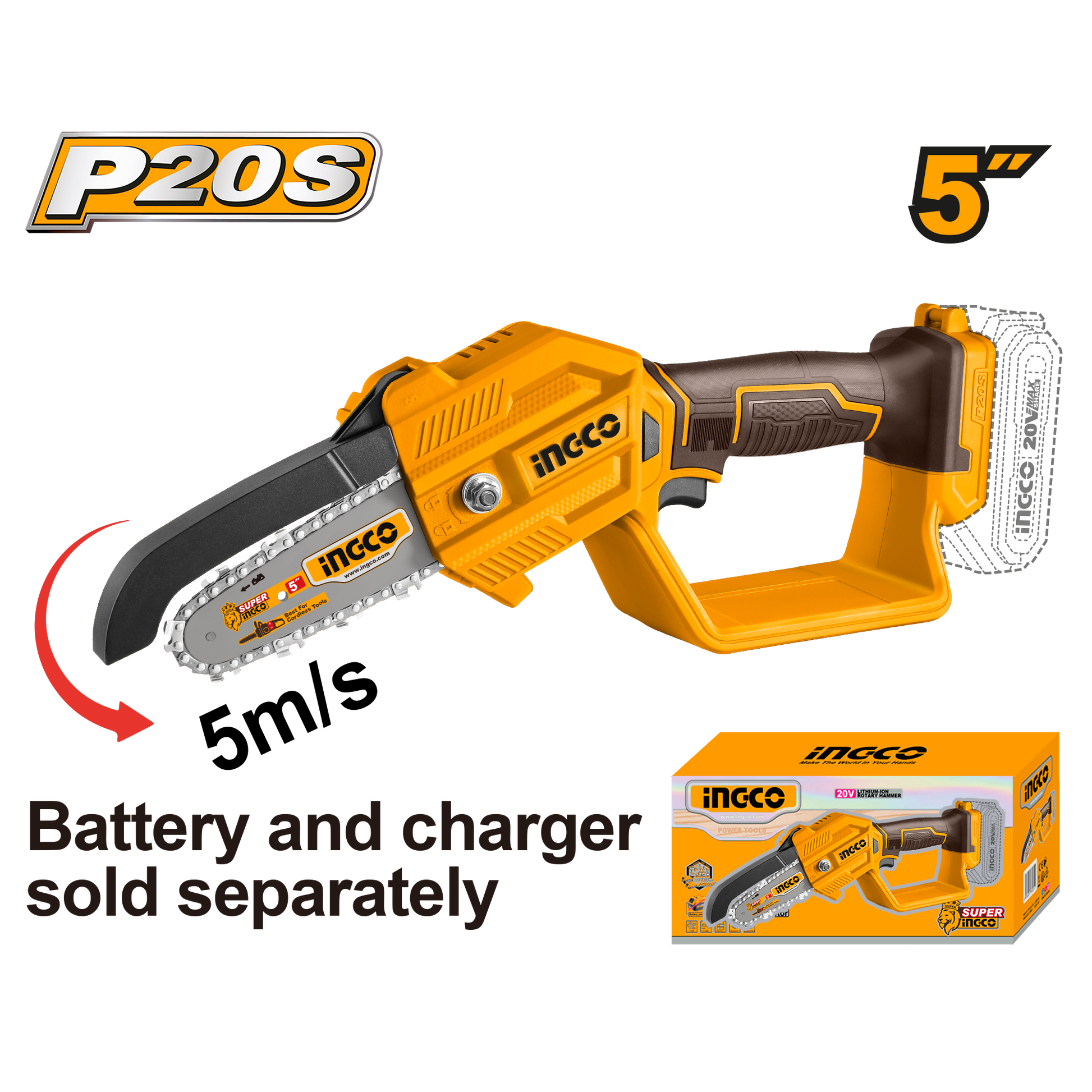 Ingco Cordless Pruner Saw 5" 20V (Tool only) CGSLI2058