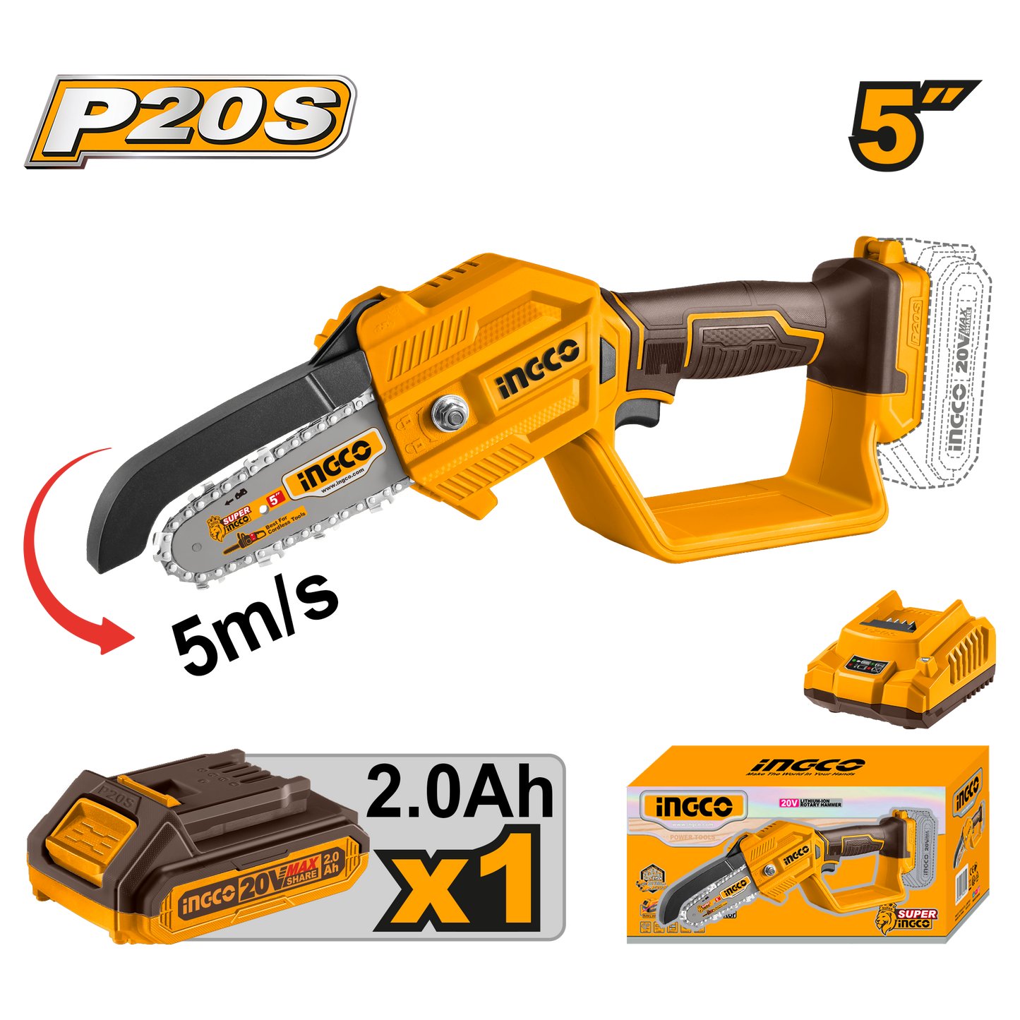 Special - Ingco Cordless Pruner Saw 5" 130mm Kit