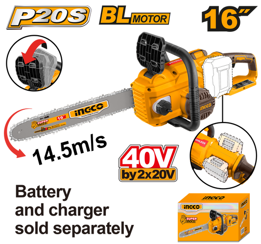 Ingco Cordless Chainsaw Brushless 16" 40V (Tool only) CGSLI40168