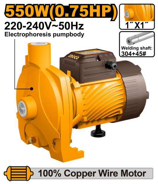 Ingco Centrifugal Pump 550W Maxflow 108L/Min