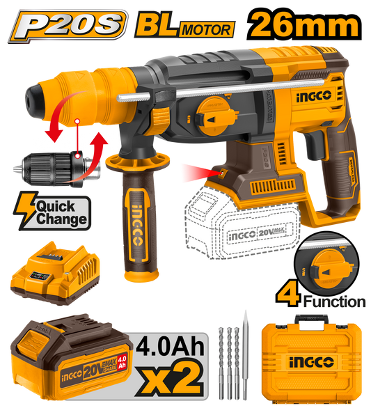 Ingco Cordless Rotary Hammer Drill 20V Kit CRHLI202289
