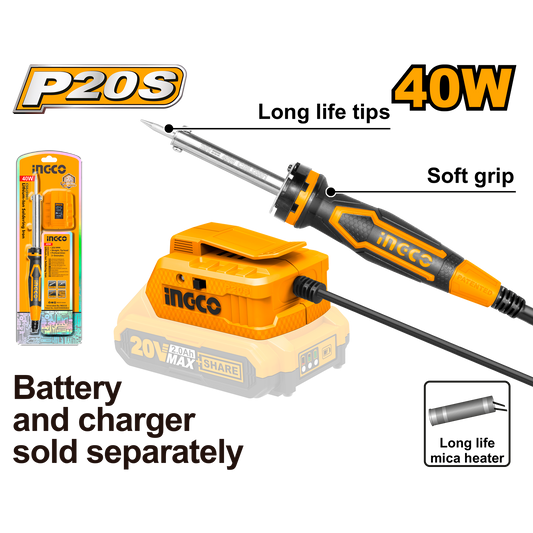 Ingco Cordless Soldering Iron / Tin Welder (40W) 20V (Tool only)