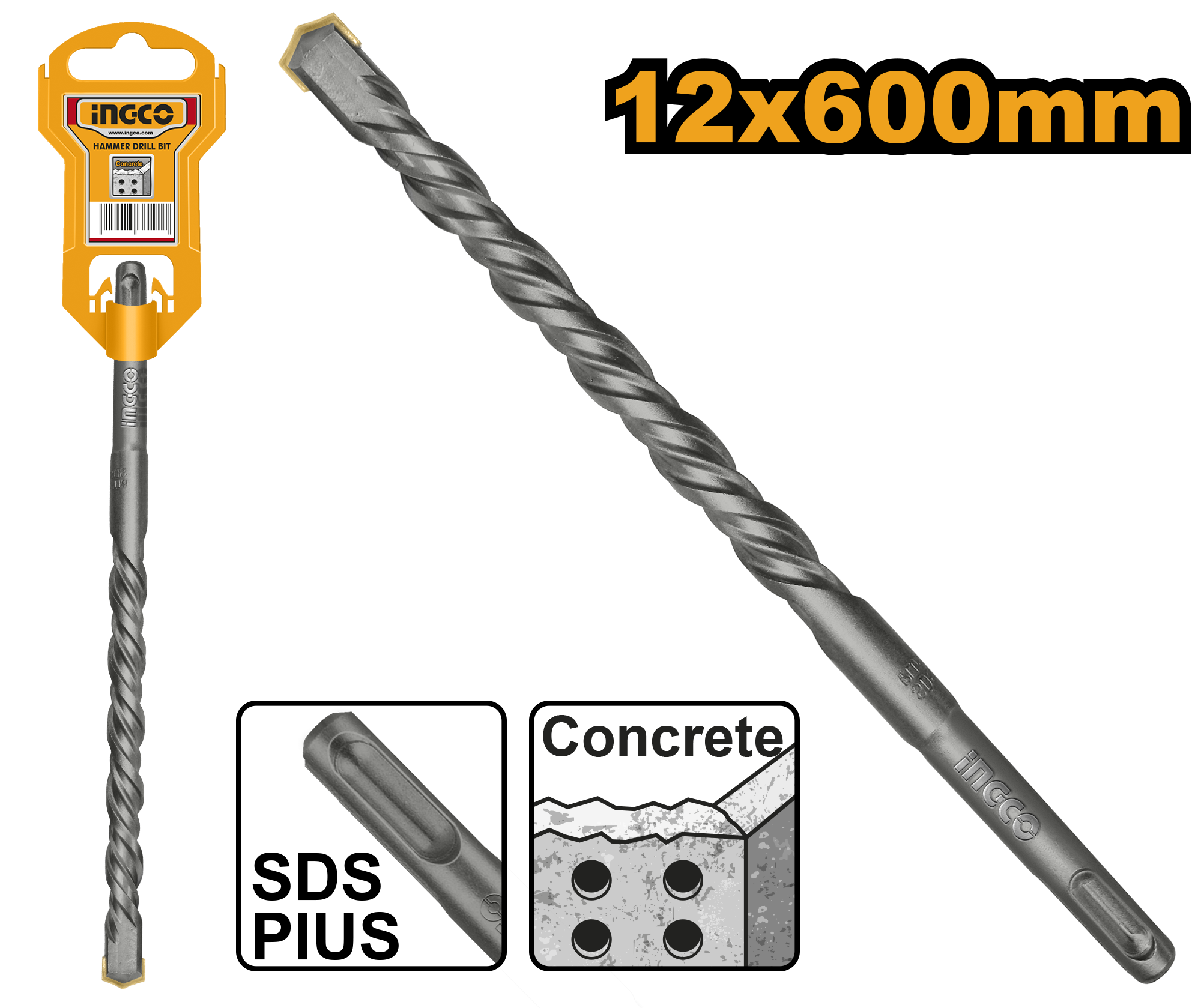 Ingco Drill Bit Sds Plus Hammer 12X600Mm – Northern Bolt & Tool