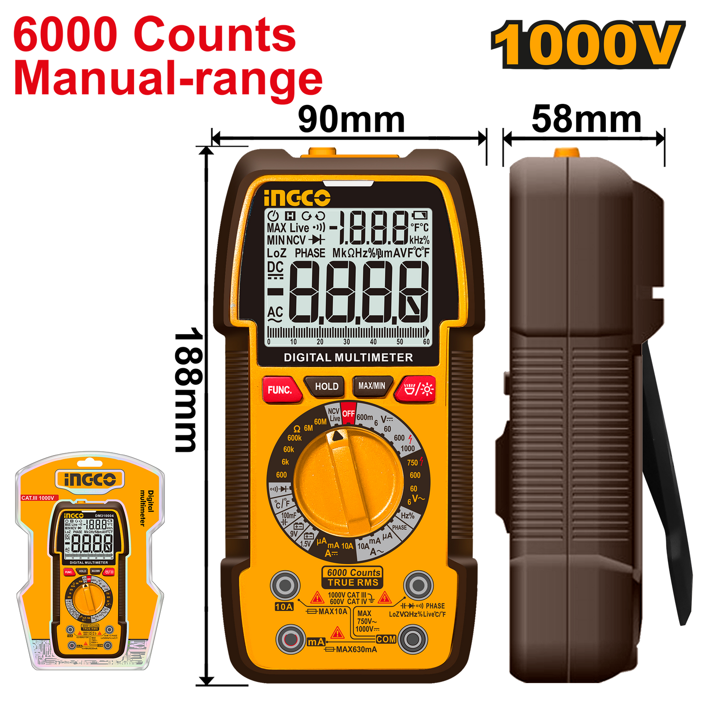 Ingco Multimeter Auto Range True RMS6000