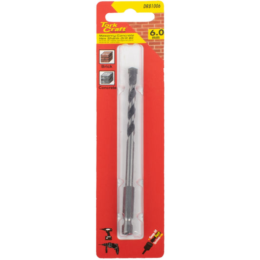 Tork Craft Drill Bit Masonry/Concrete 6.0Mm Hex Shank 1/Card