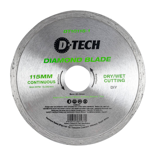 D-Tech Diamond Blade Continuous Rim 115 X 22.23Mm