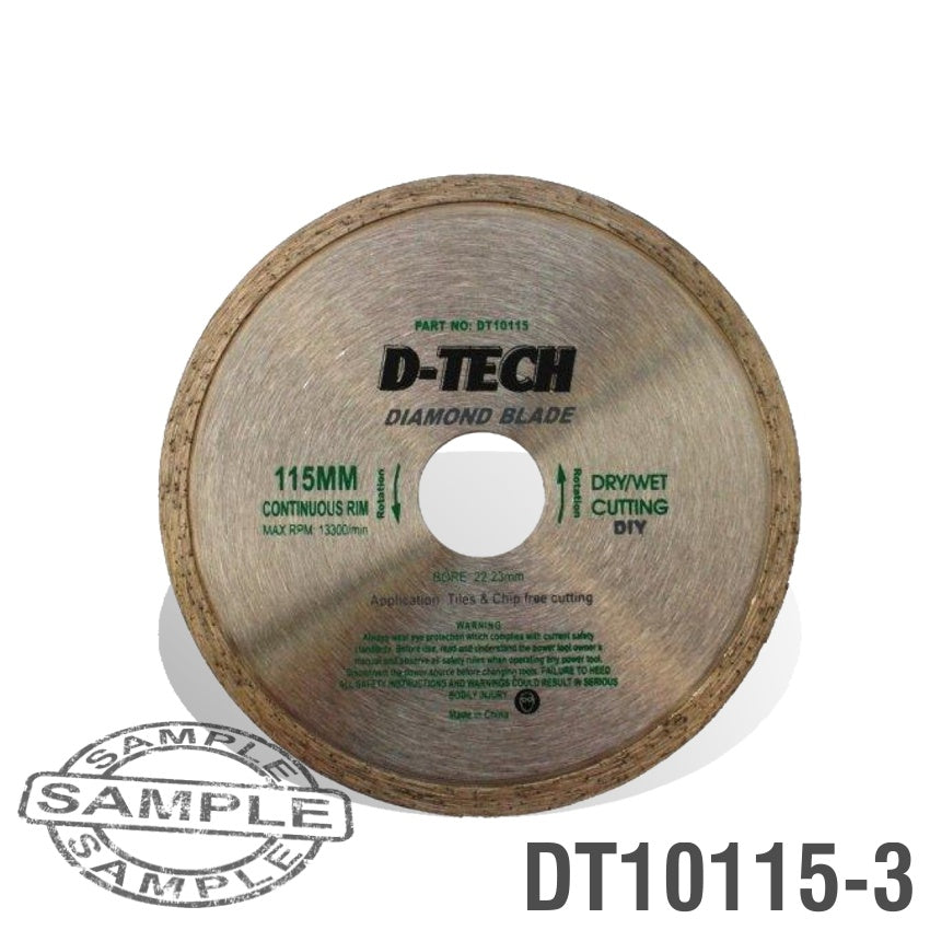 D-Tech Diamond Blade Continuous Rim 115 X 22.23Mm Tiles