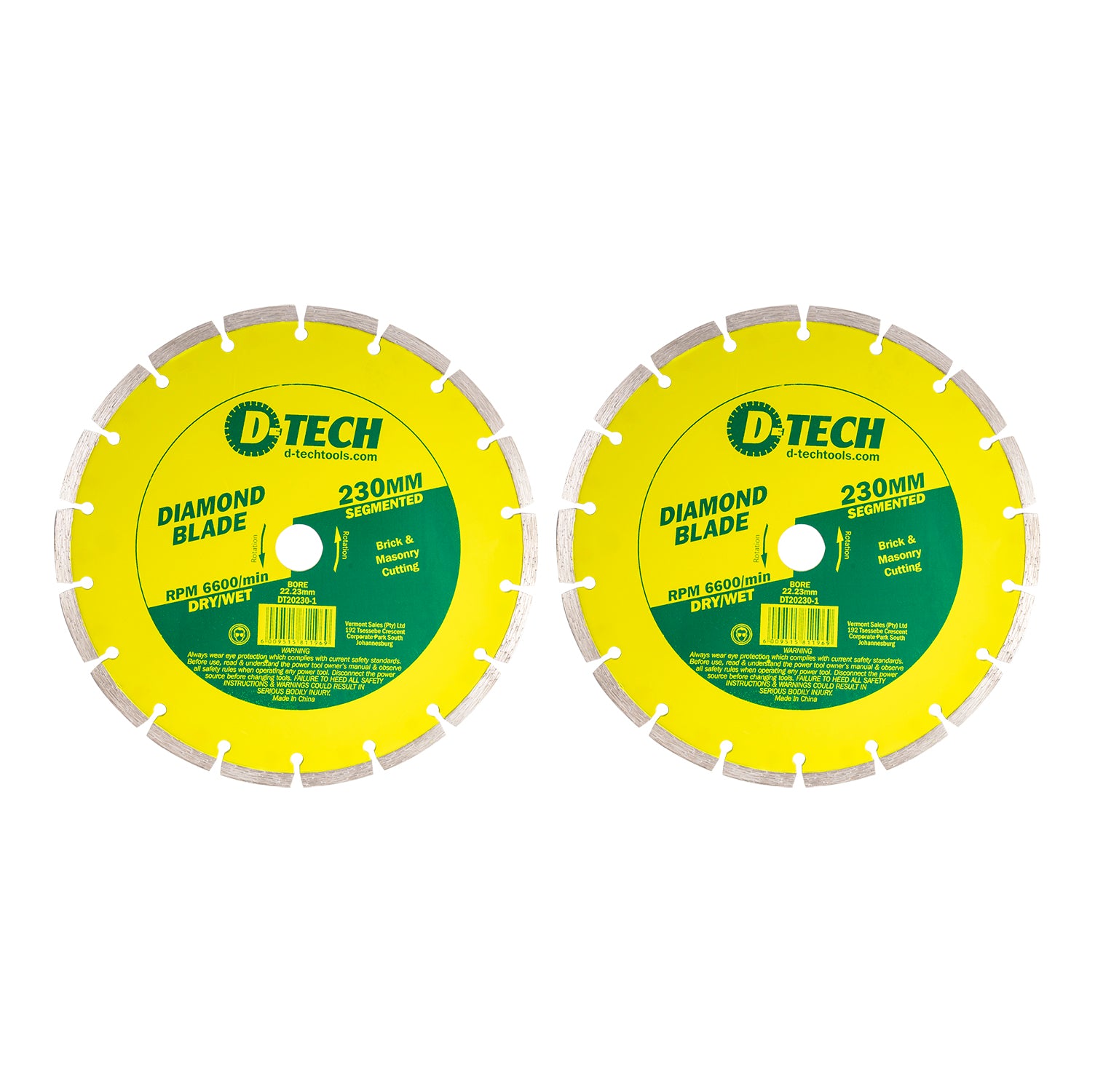 D-Tech Diamond Blade Segmented Std. 230 X 22.23Mm Bulk 2Pc