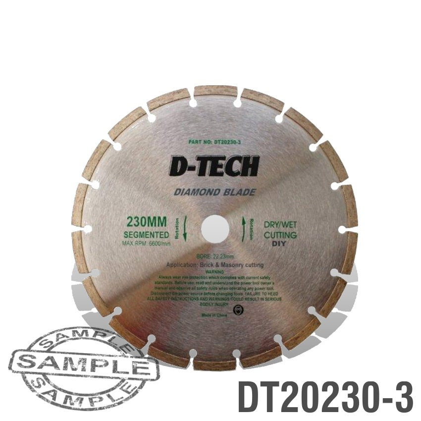 D-Tech Diamond Blade Segmented Std. 230 X 22.23 Brick & Masonry