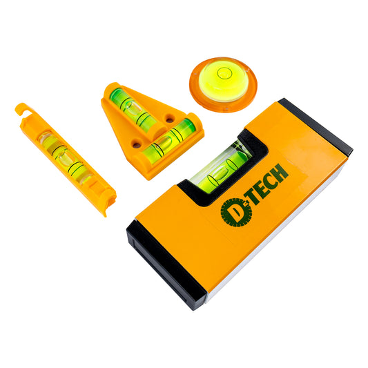 D-Tech Level Kit 4Pc Line/Round/T-Type/Mini Level With Storage Case