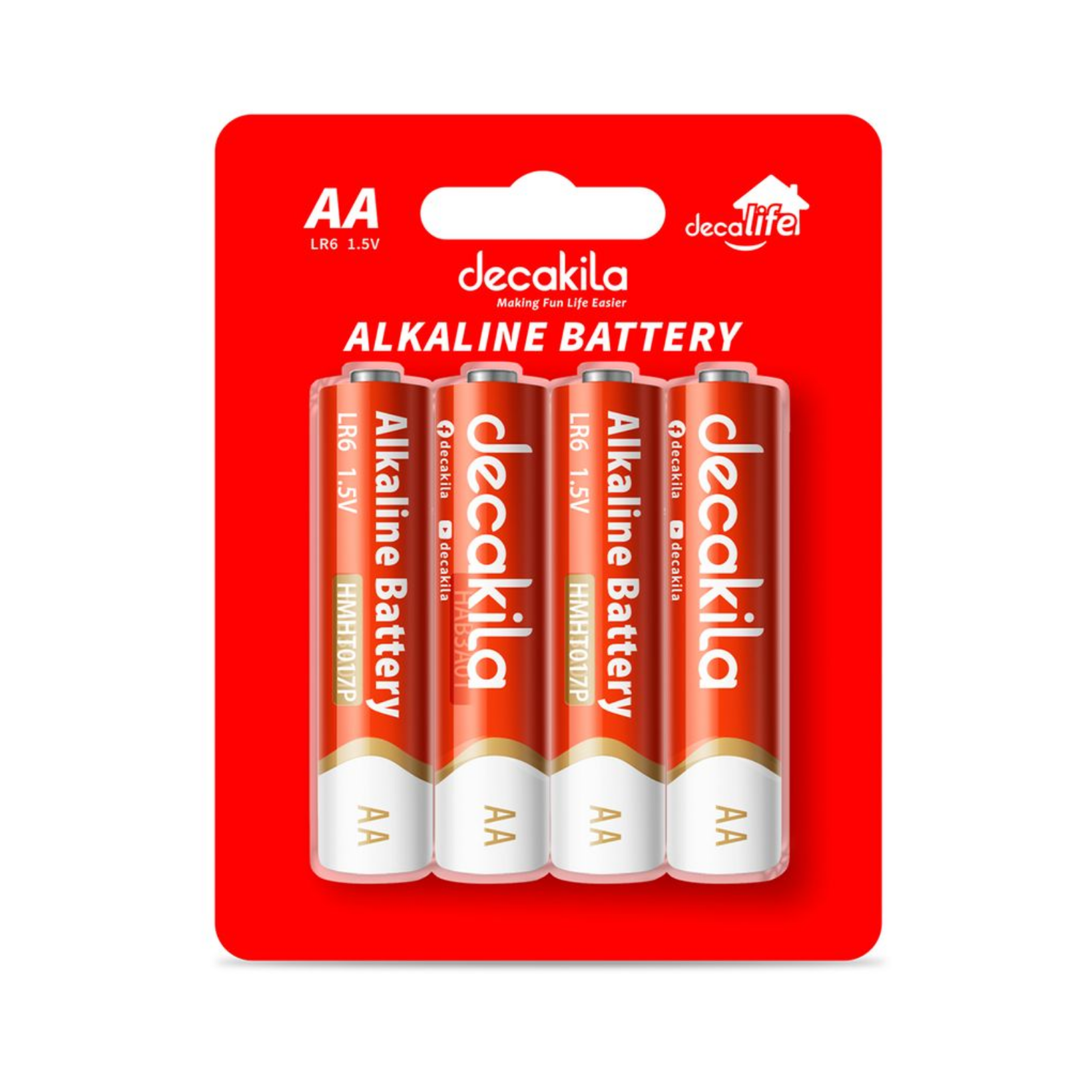 Decakila AA Alkaline Batteries LR6 - Pack of 4
