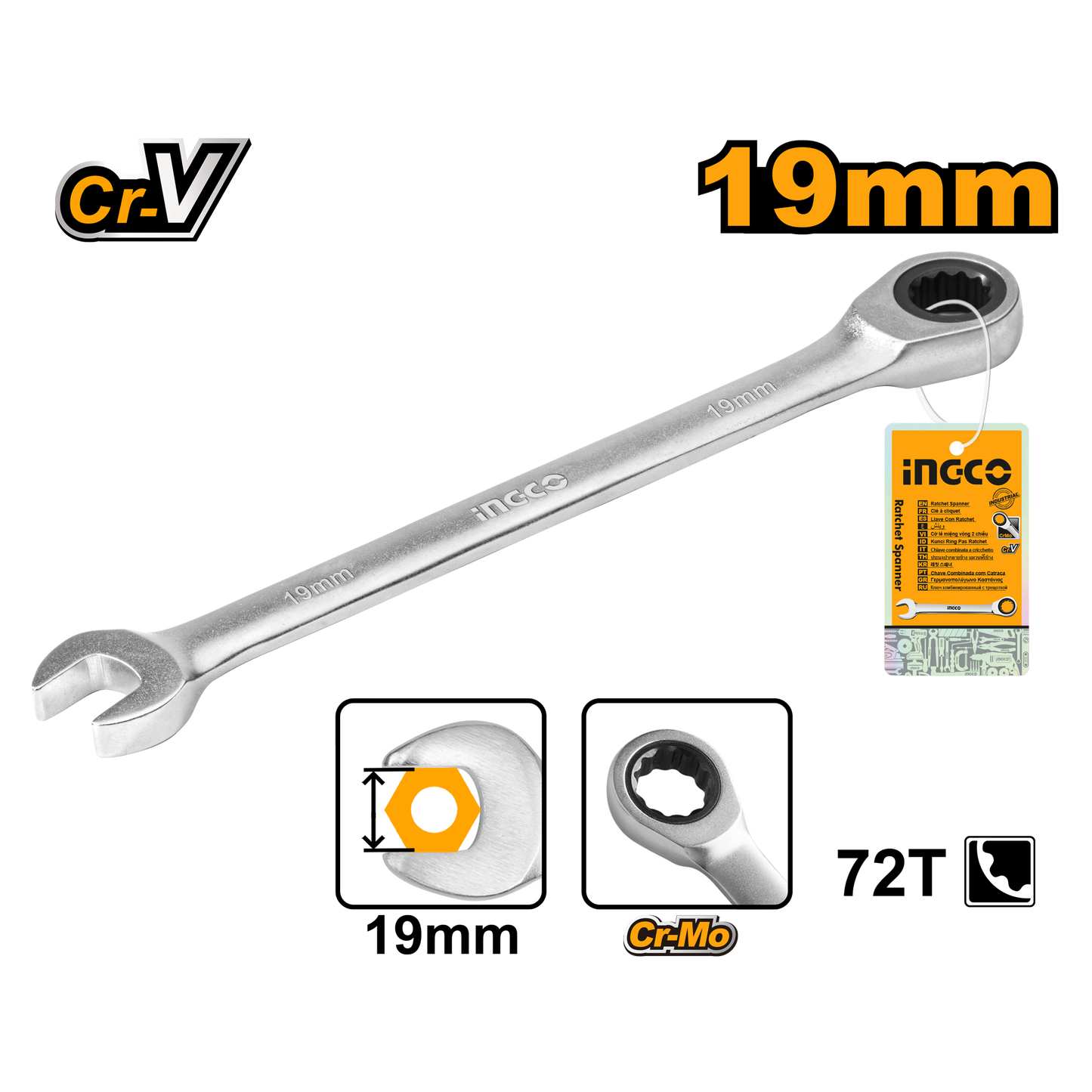 Ingco Spanner Ratchet 19Mm