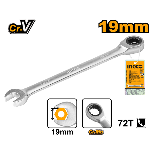 Ingco Spanner Ratchet 19Mm