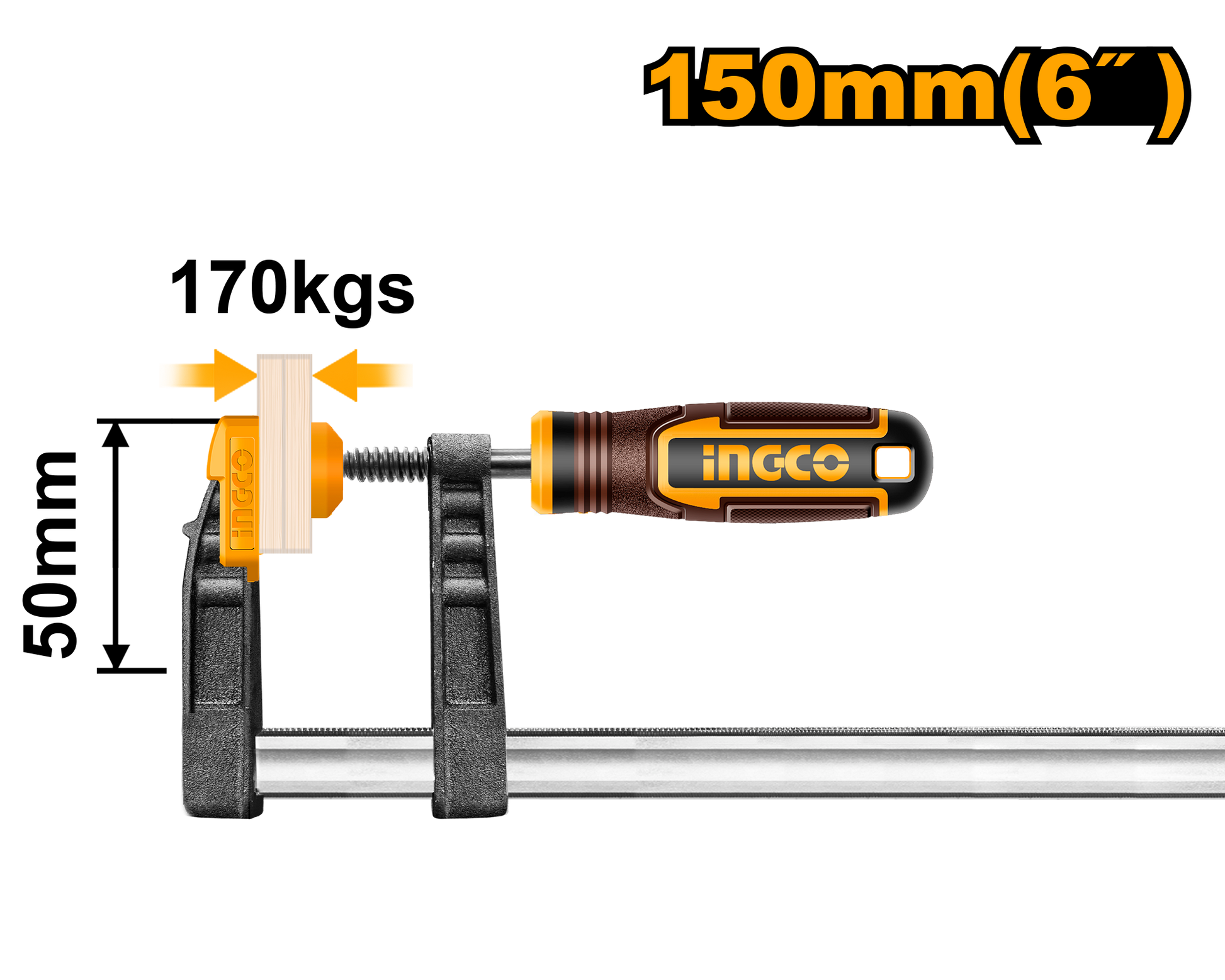 Ingco Clamp F 50X150Mm Plas Hnd HFC020501