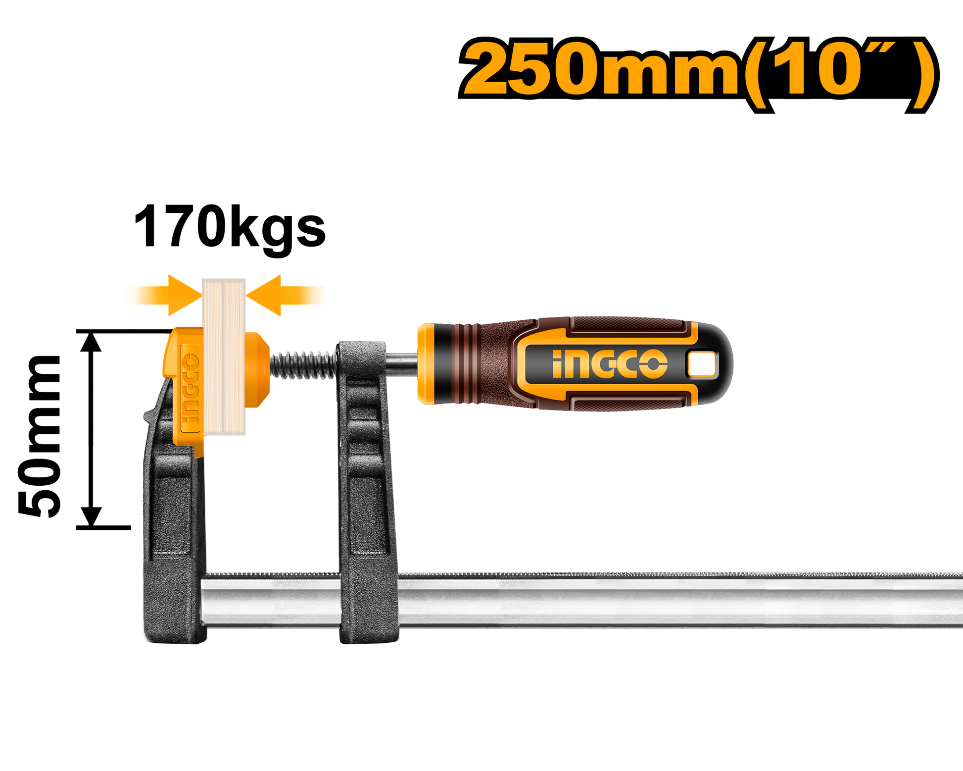 Ingco Clamp F 50X250Mm Plas Hnd HFC020503
