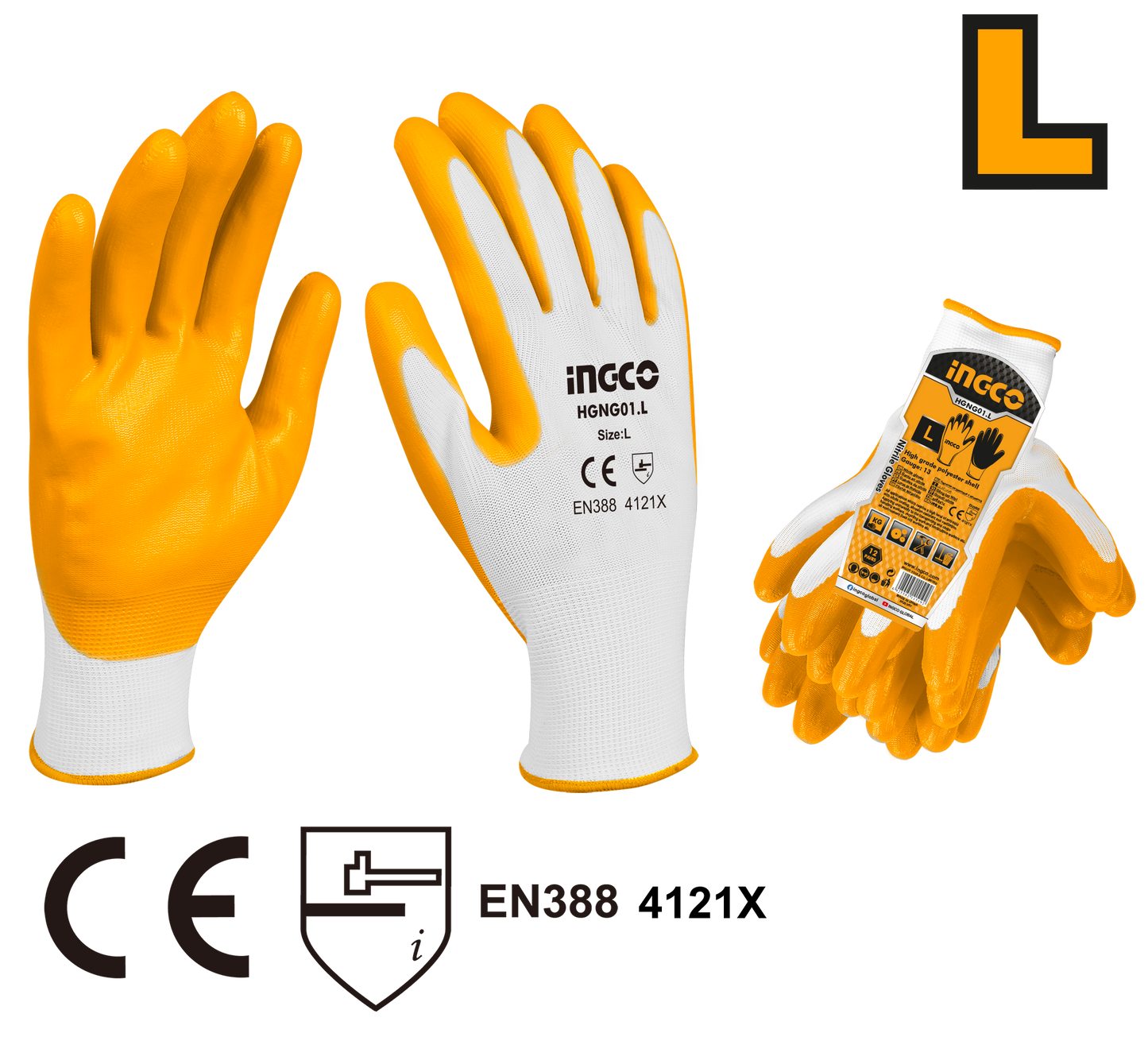 Ingco Glove Nitrile Palm Sz:Xl