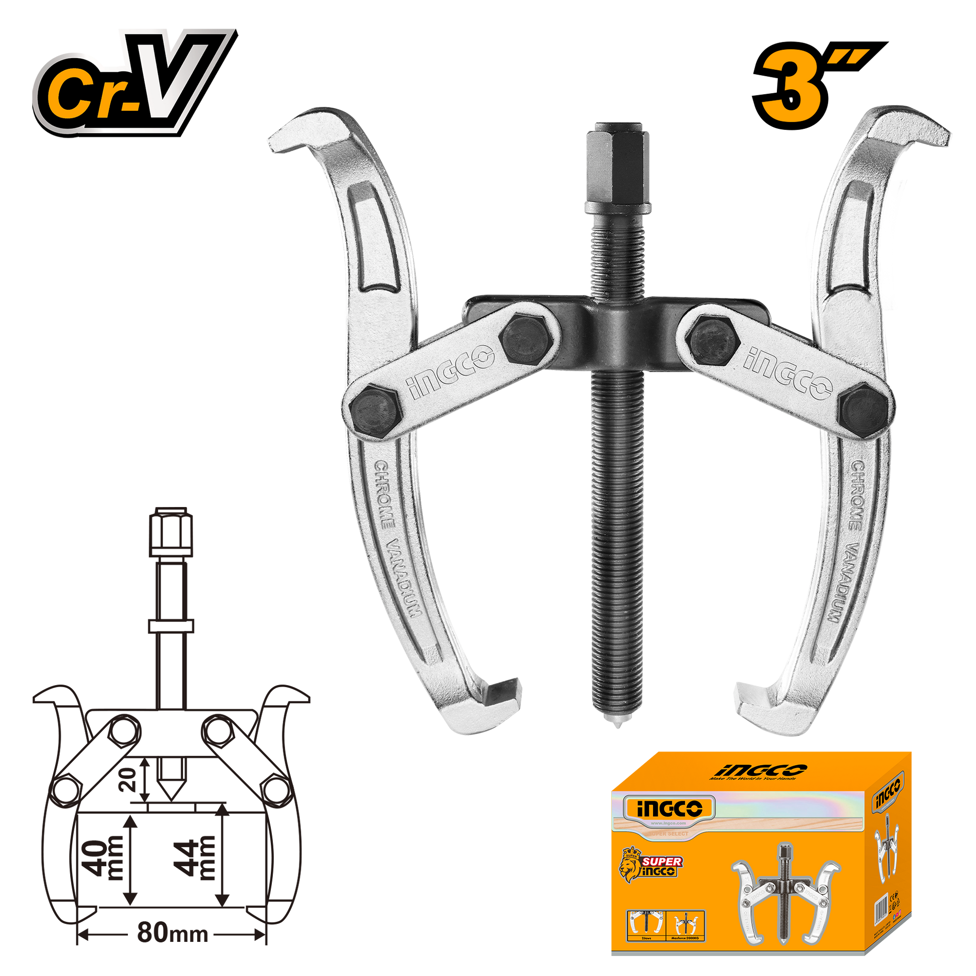 Ingco Puller Gear Sz 3 2 Jaw HGP08023