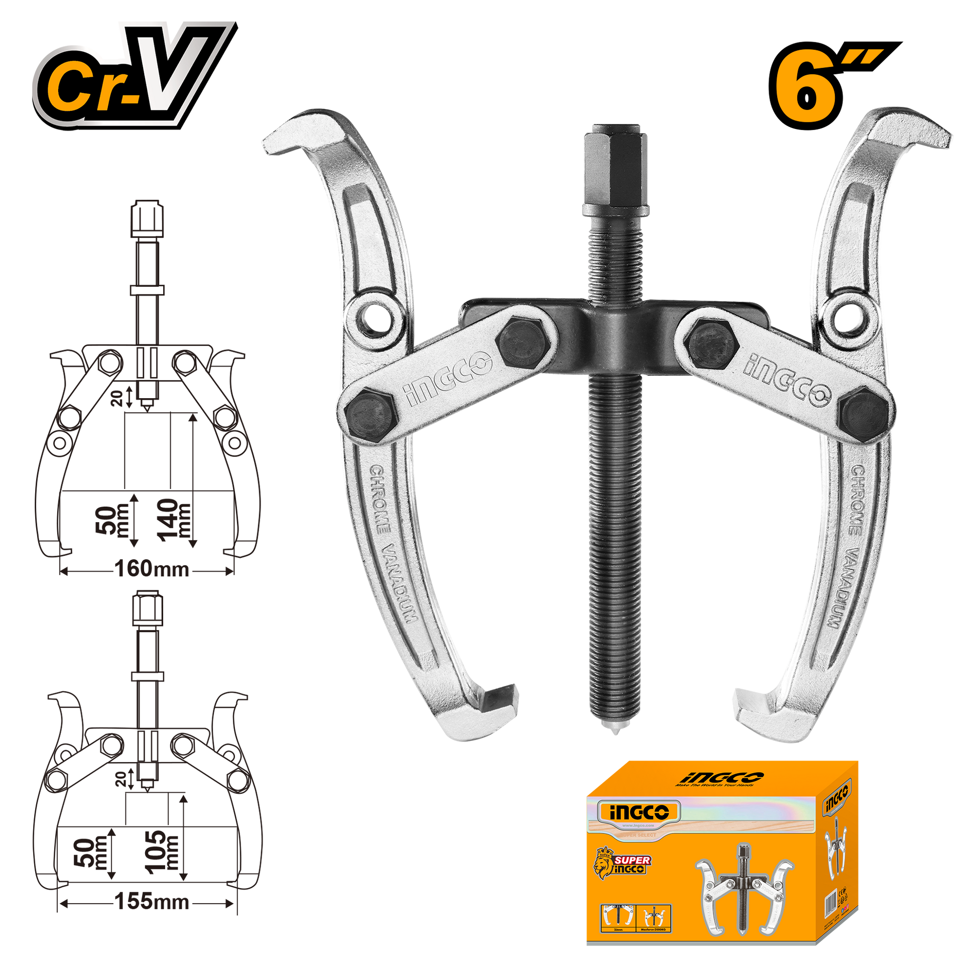 Ingco Puller Gear Sz 6 2 Jaw HGP08026