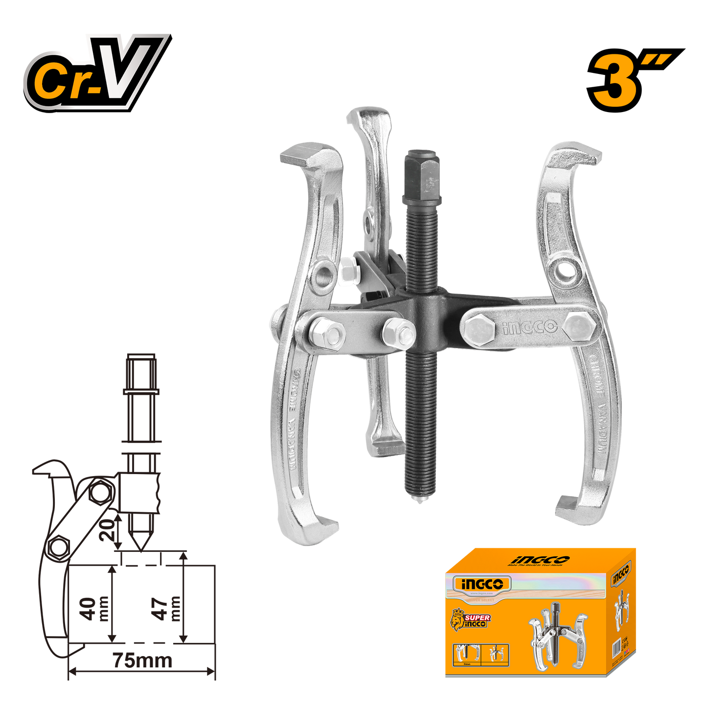 Ingco Puller Gear Sz 3 3 Jaw HGP08033