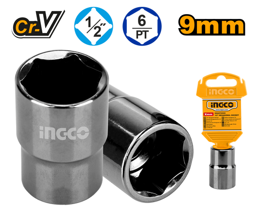 Ingco Socket Hex 1/2Dr 6Pt 9Mm