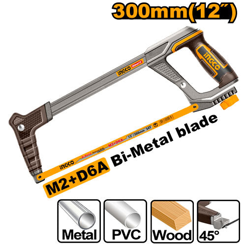 Ingco Hacksaw Frame 300Mm Incl M2+D6A Bimetal Blade HHF3188
