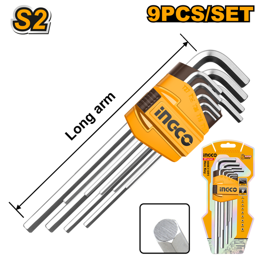 Ingco A/Key 9Pc 1.5-10Mm Long Crv
