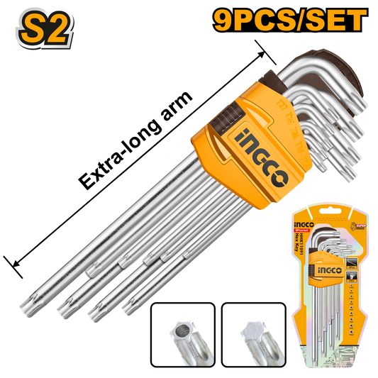 Ingco A/Key 9Pc Torx Xl T10-T50 Crv