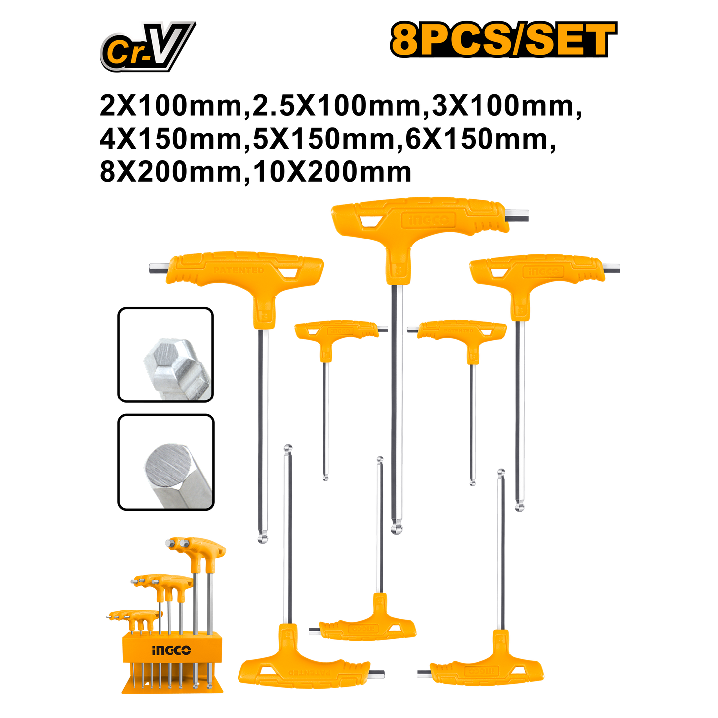 Ingco A/Key 8Pc T Handle Set Bp 2-10