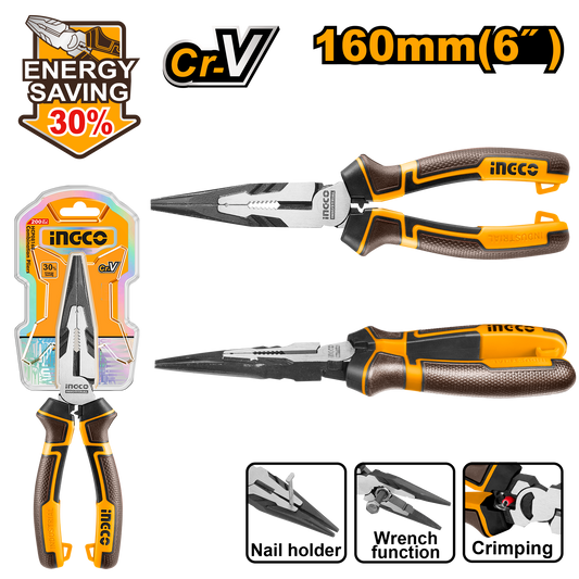 Ingco Plier L/Nose 160Mm Hl Cr-V